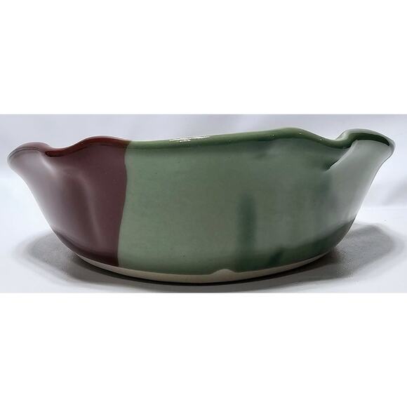 KENT FOLLETTE Pottery Oval Casserole/Serving Dish Cranberry/Green EUC - Picture 5 of 10